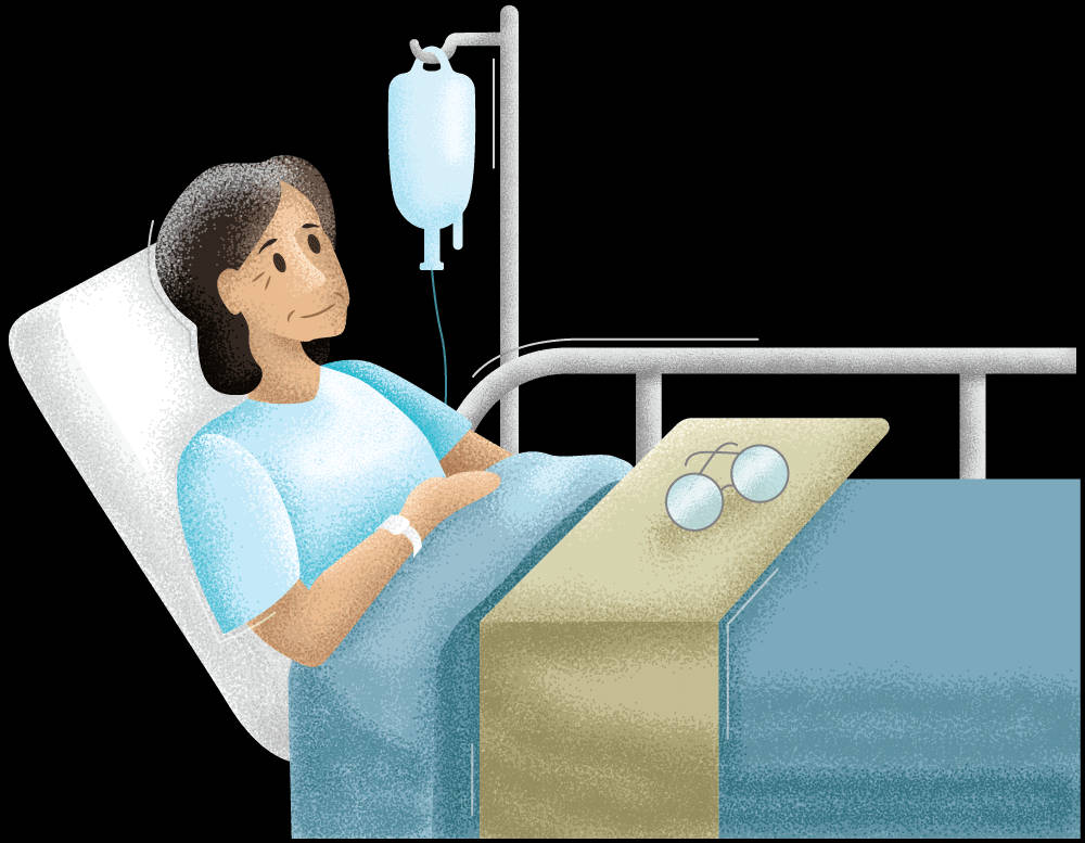 Elderly Female Patient Cartoon Illustration Background