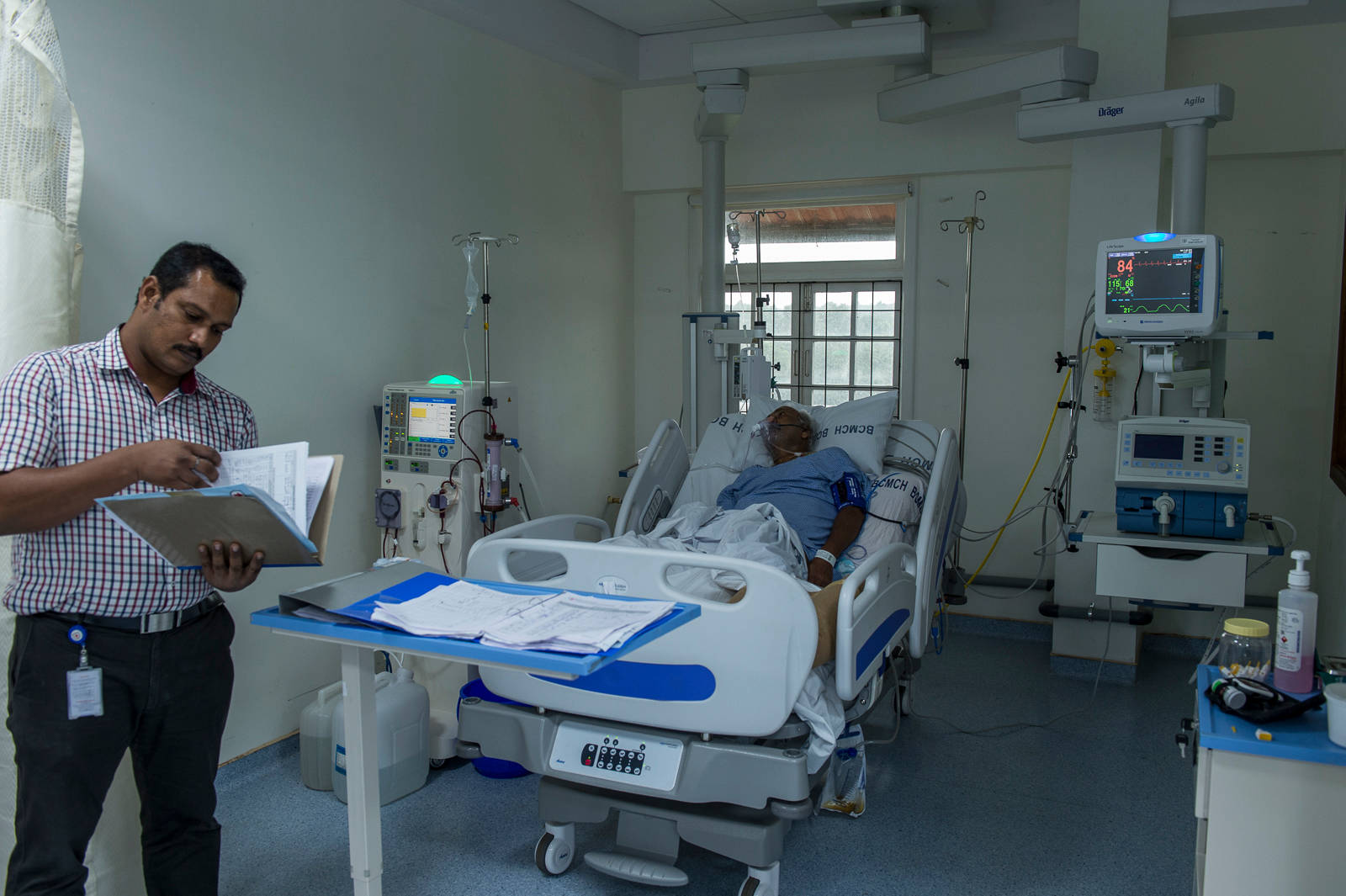 Elderly Patient In Hospital Room Background