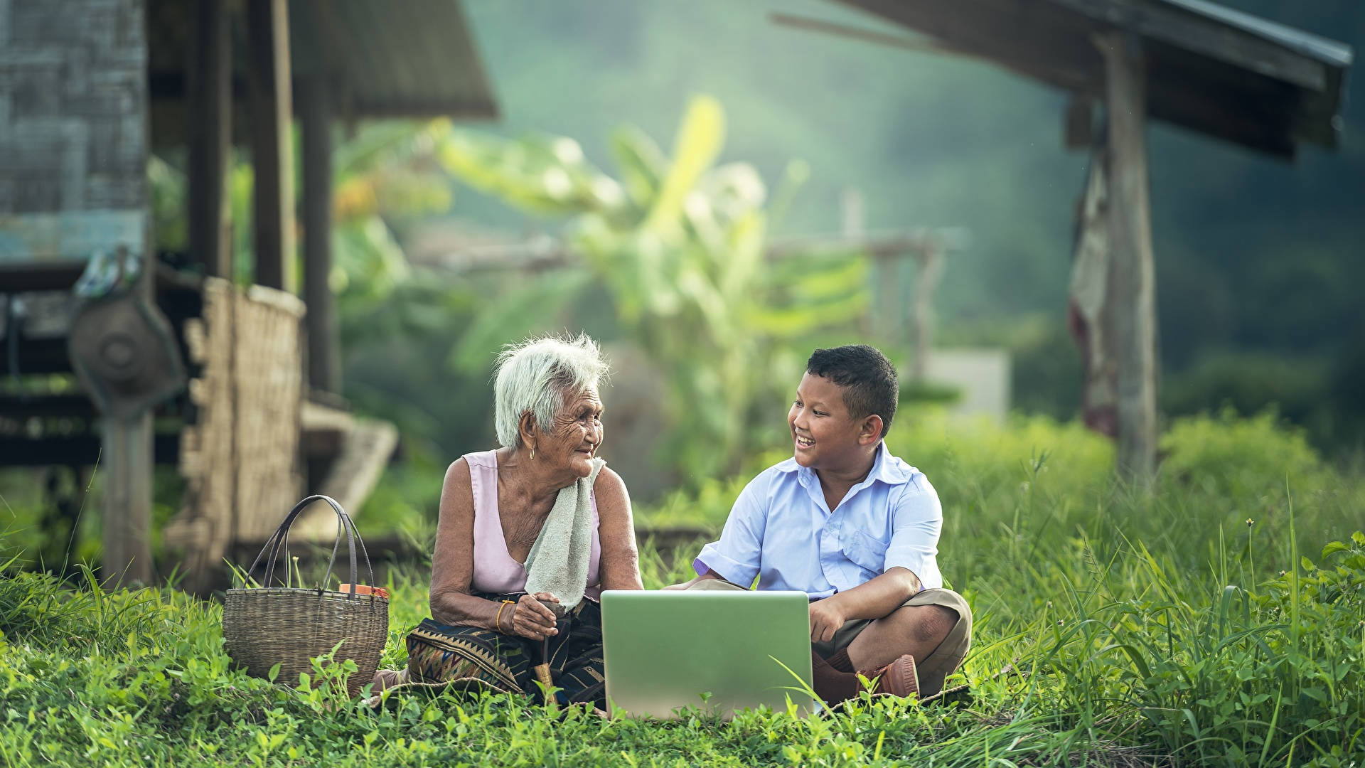 Elderly Woman And Student Background