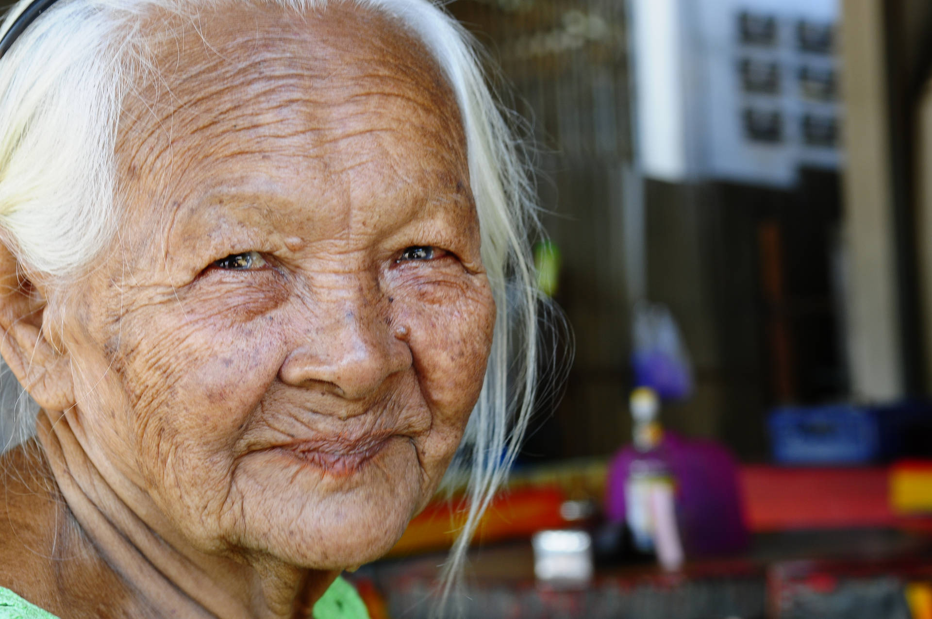 Elderly Woman Happy Smile Background