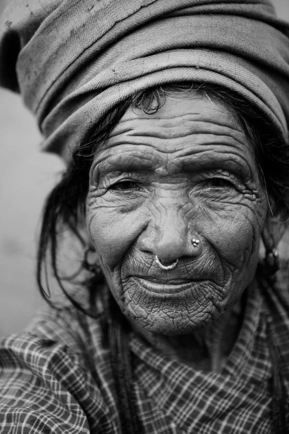Elderly Woman Portrait Blackand White