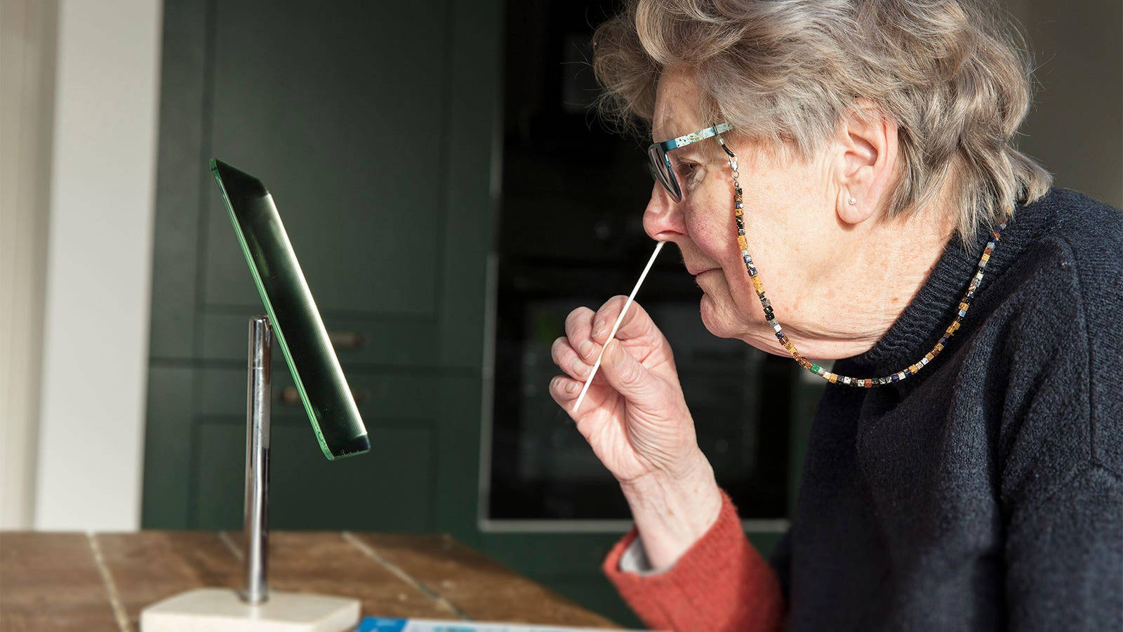 Elderly Woman Swab Background