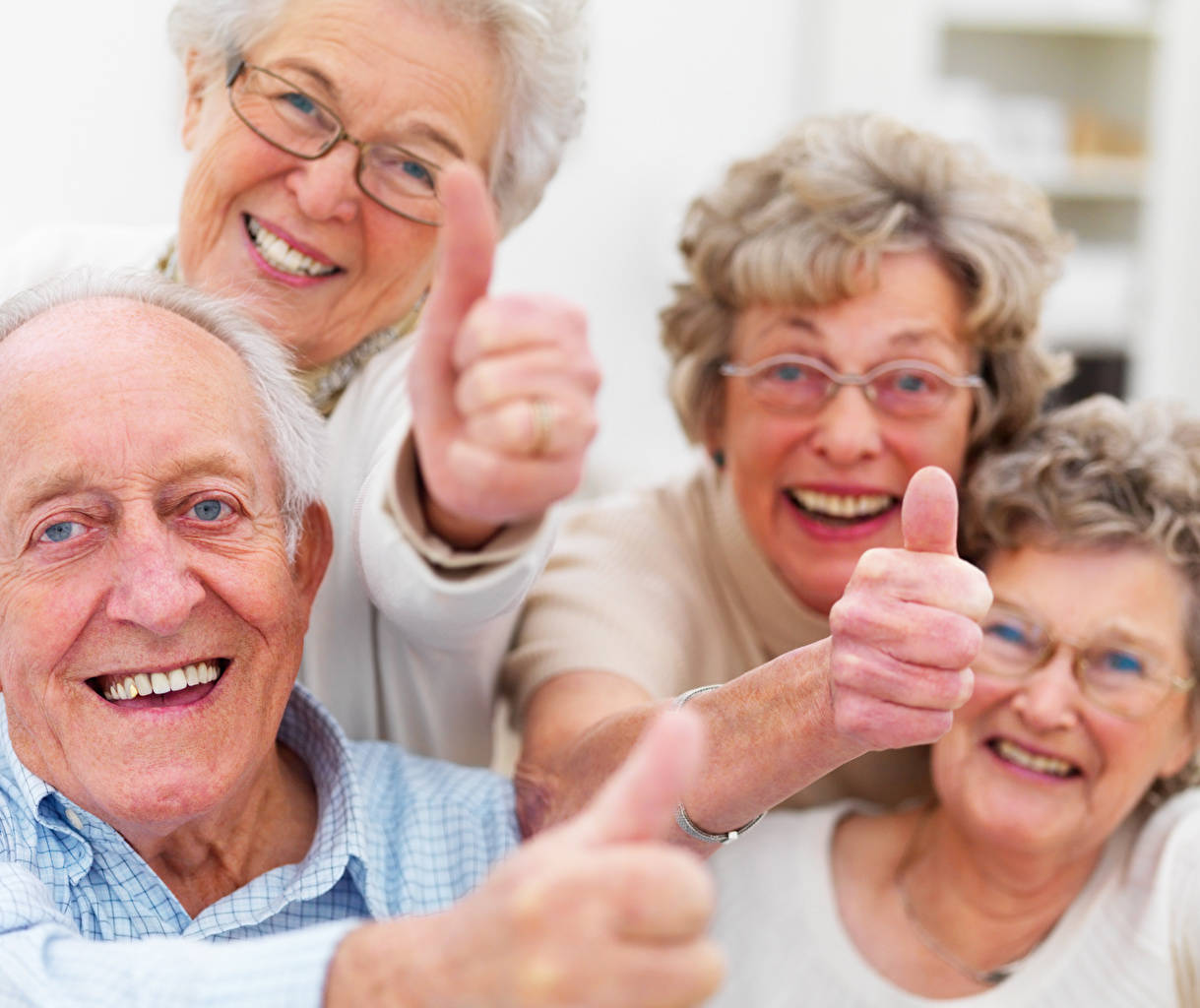 Elderly Woman Thumb Up Background