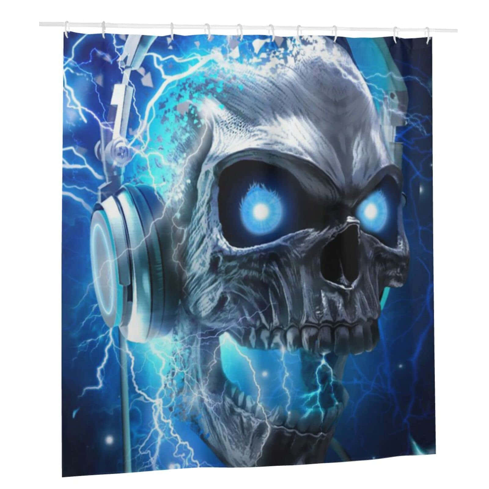 Electric_ Blue_ Skull_with_ Headphones Background
