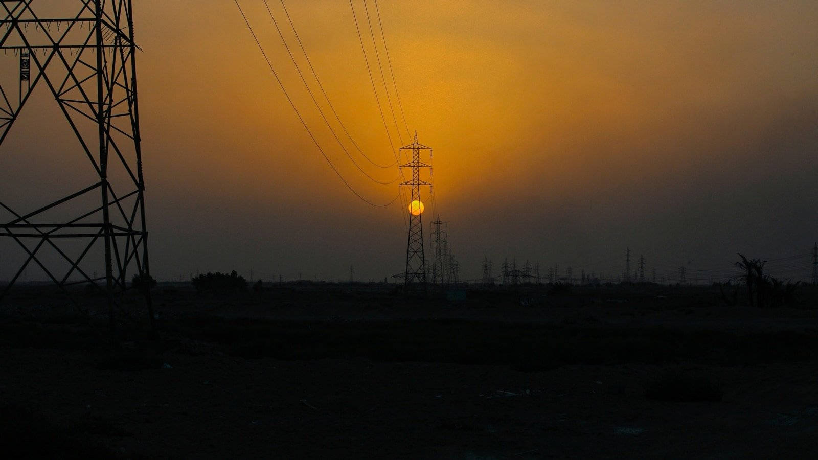 Electric Current Power Lines Background