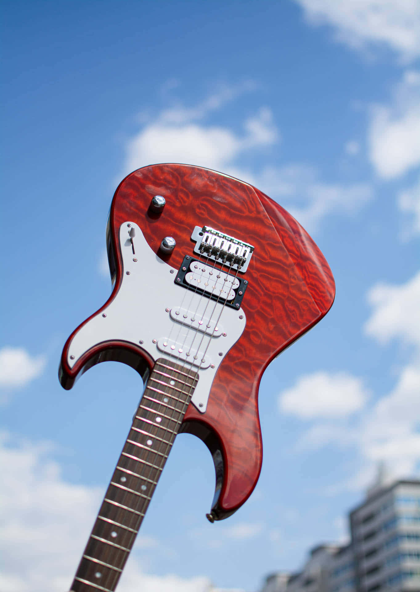 Electric Guitar Aesthetic Blue Sky Background