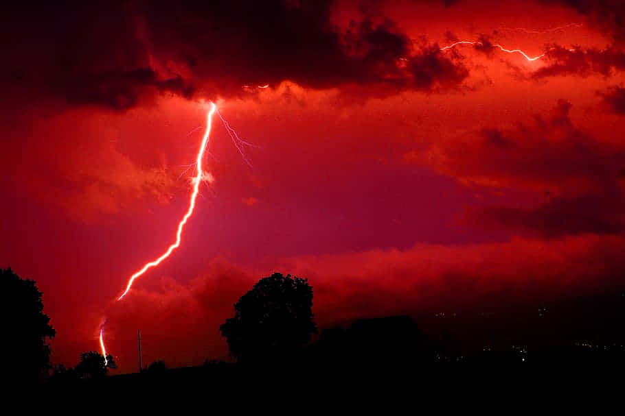 Electric Vitality - Vibrant Red Lightning Background