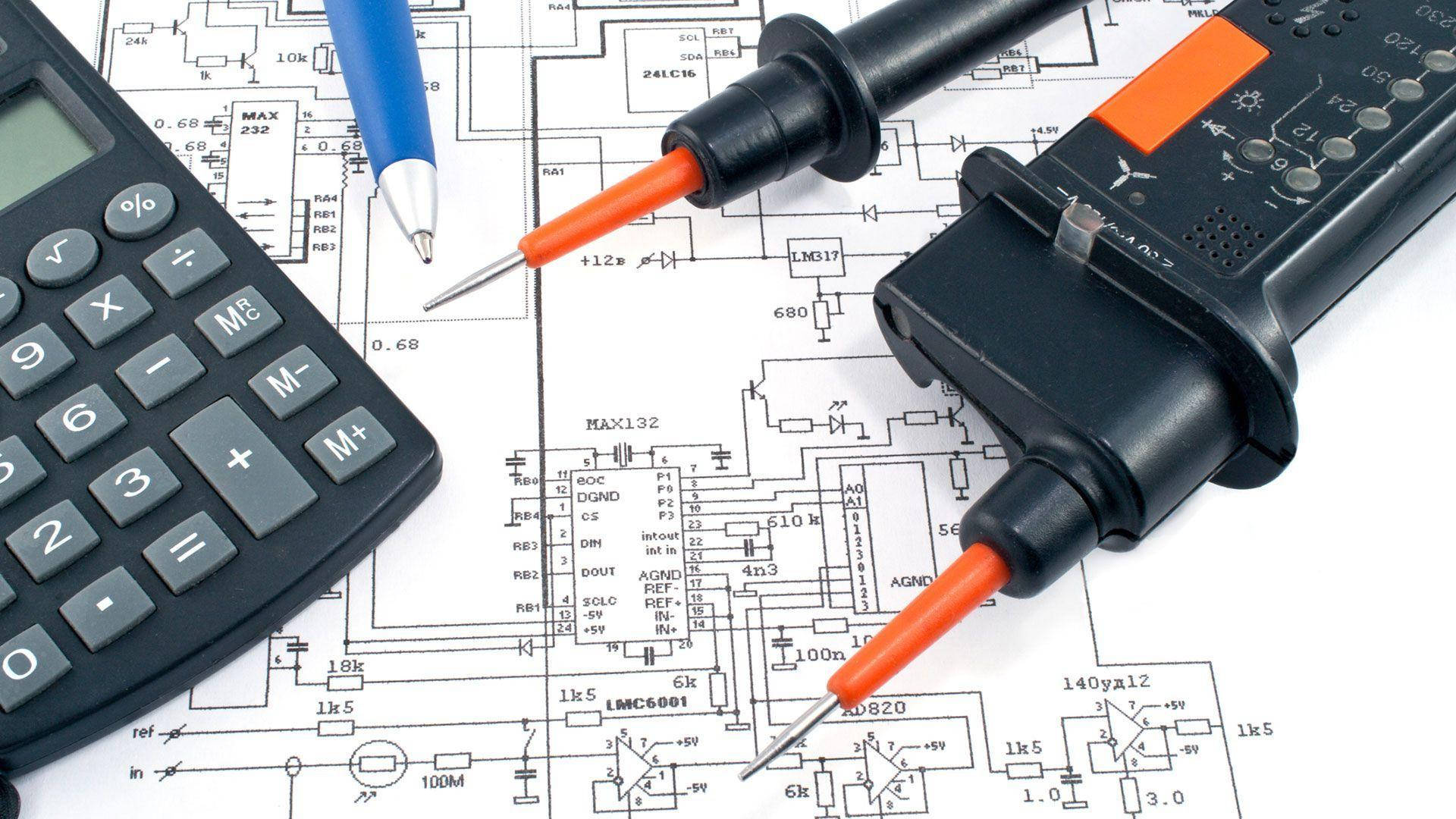 Electrician's Tools Blueprint Background