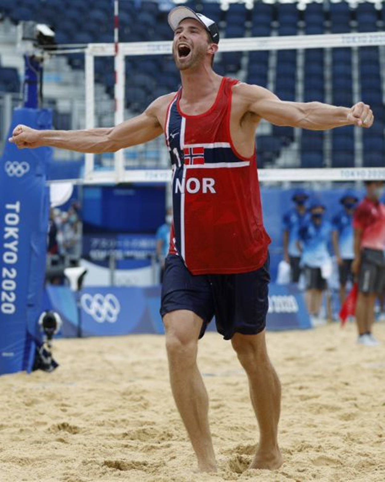 Electrifying Action - Anders Mol Of Norway At The Tokyo 2020 Olympics Beach Volleyball Competition