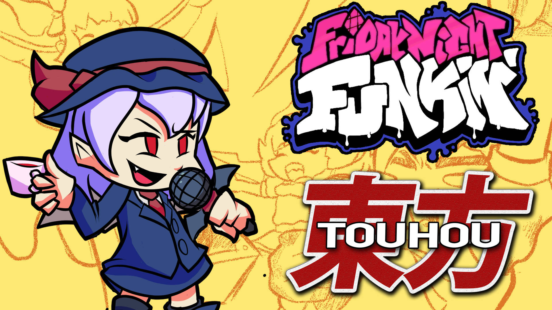 Electrifying Crossover: Friday Night Funkin Meets Touhou Background