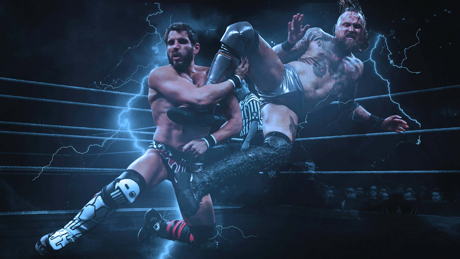Electrifying Wrestling Match Background