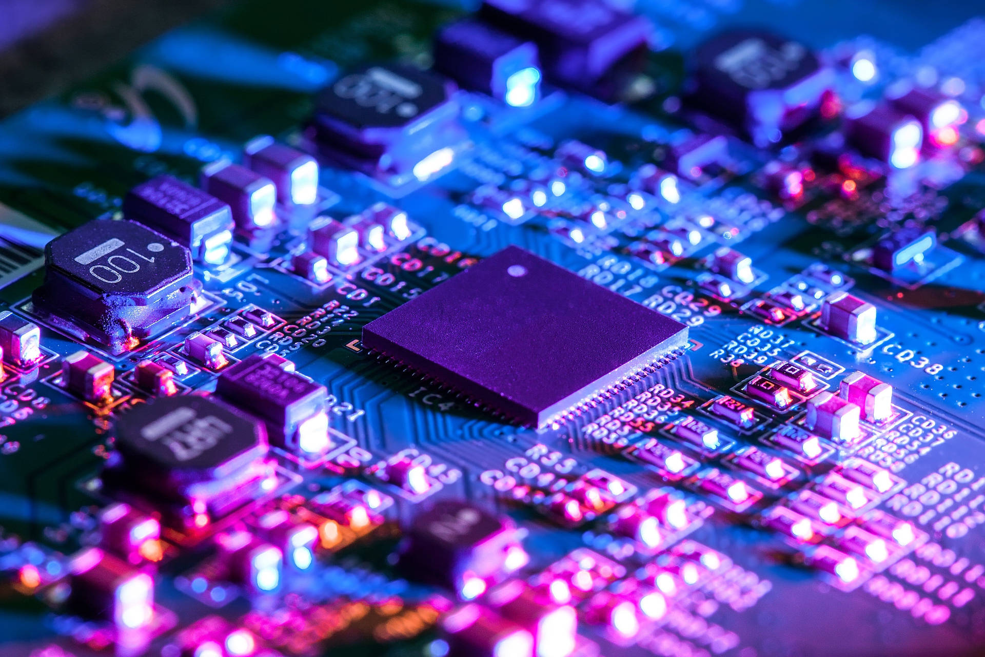 Electronics Board And Components Background