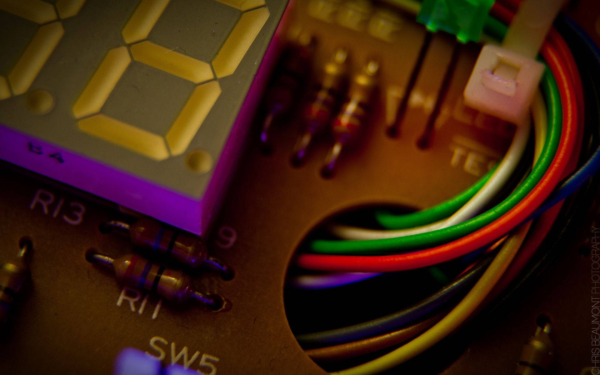 Electronics Wire In Circuit Board Background