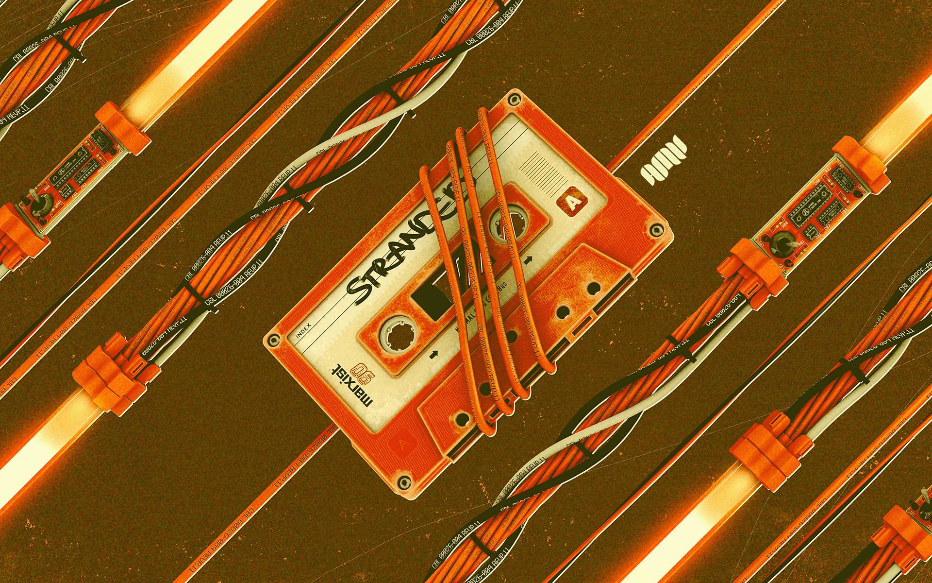 Electronics Wires And Cassette Tape Background