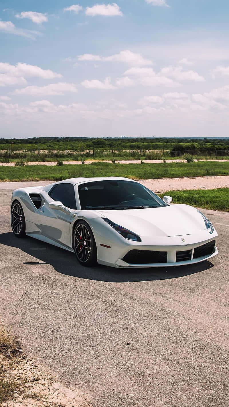 Elegance In A White Ferrari Background