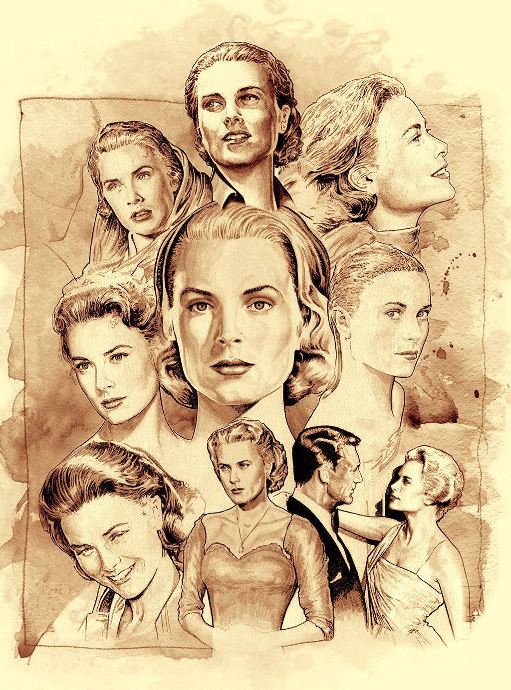 Elegance Personified - A Grace Kelly Art Collage Background