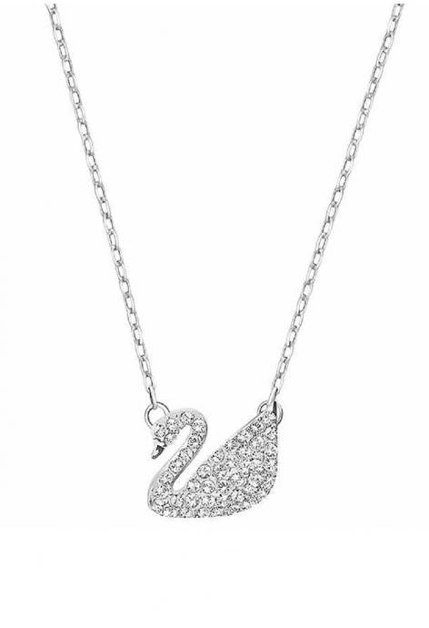 Elegance Reimagined - Swan Necklace With White Crystals By Swarovski. Background