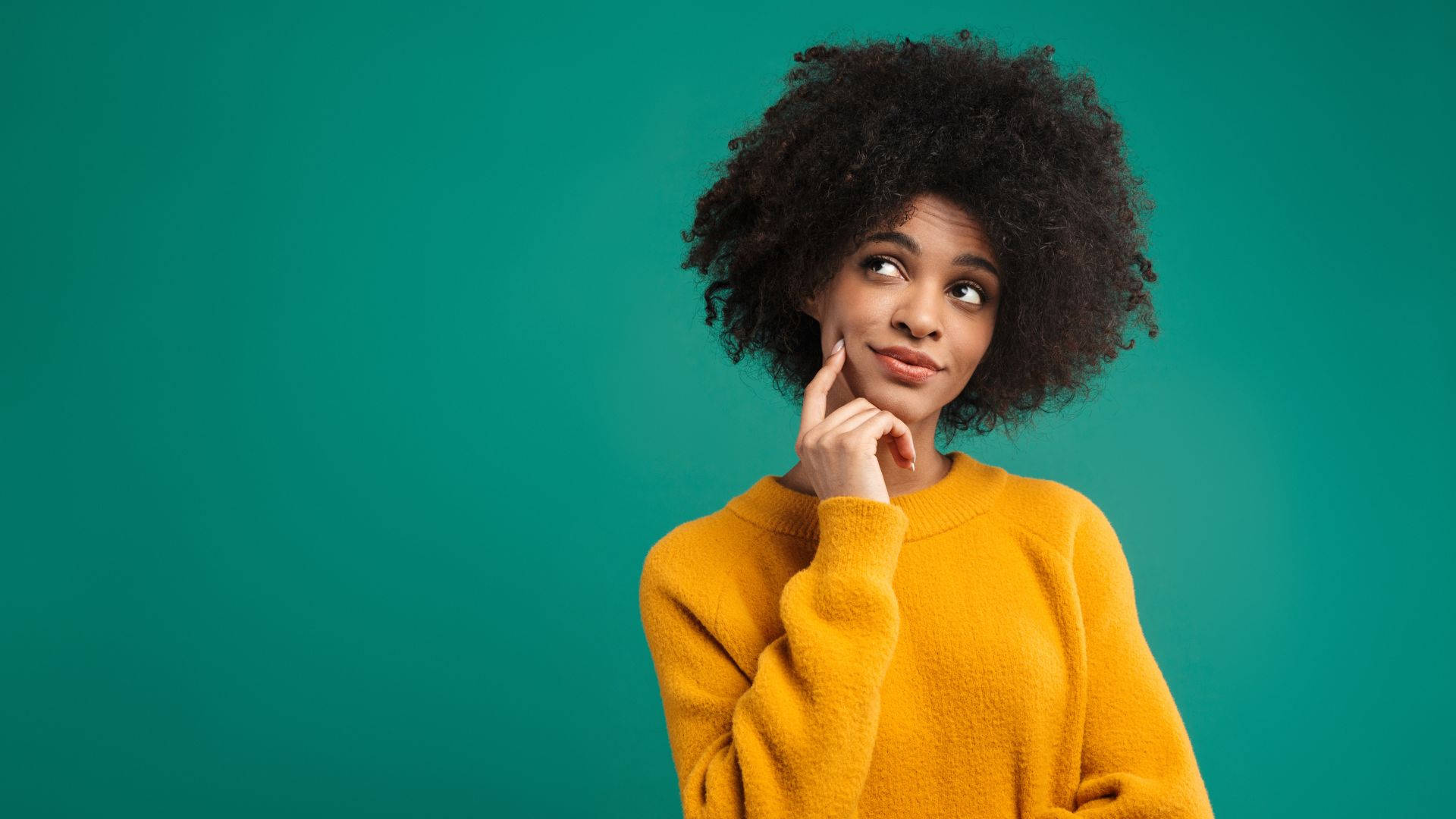 Elegant African Woman In Deep Thought Background