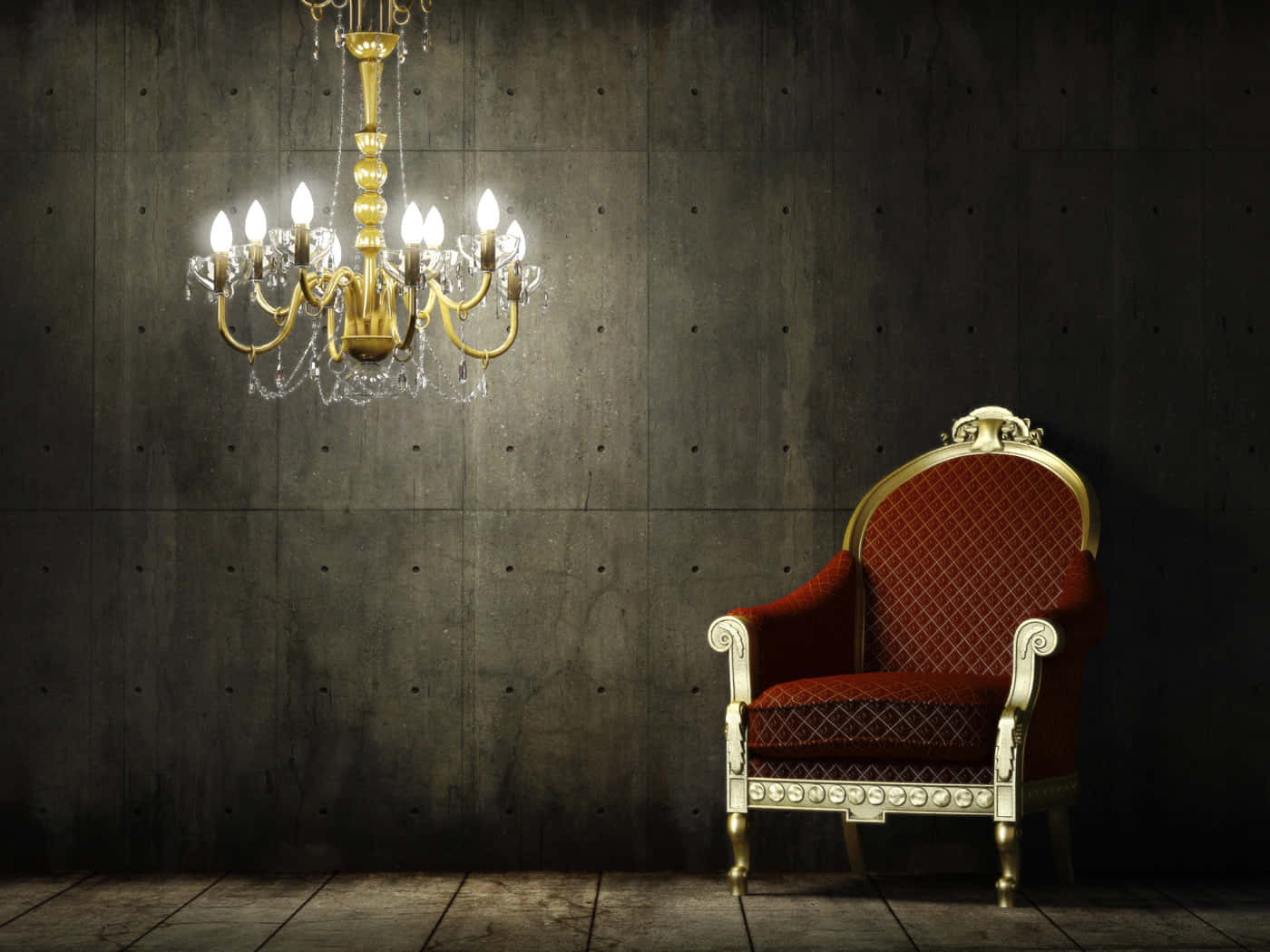 Elegant Antique Chair Under A Classic Vintage Chandelier