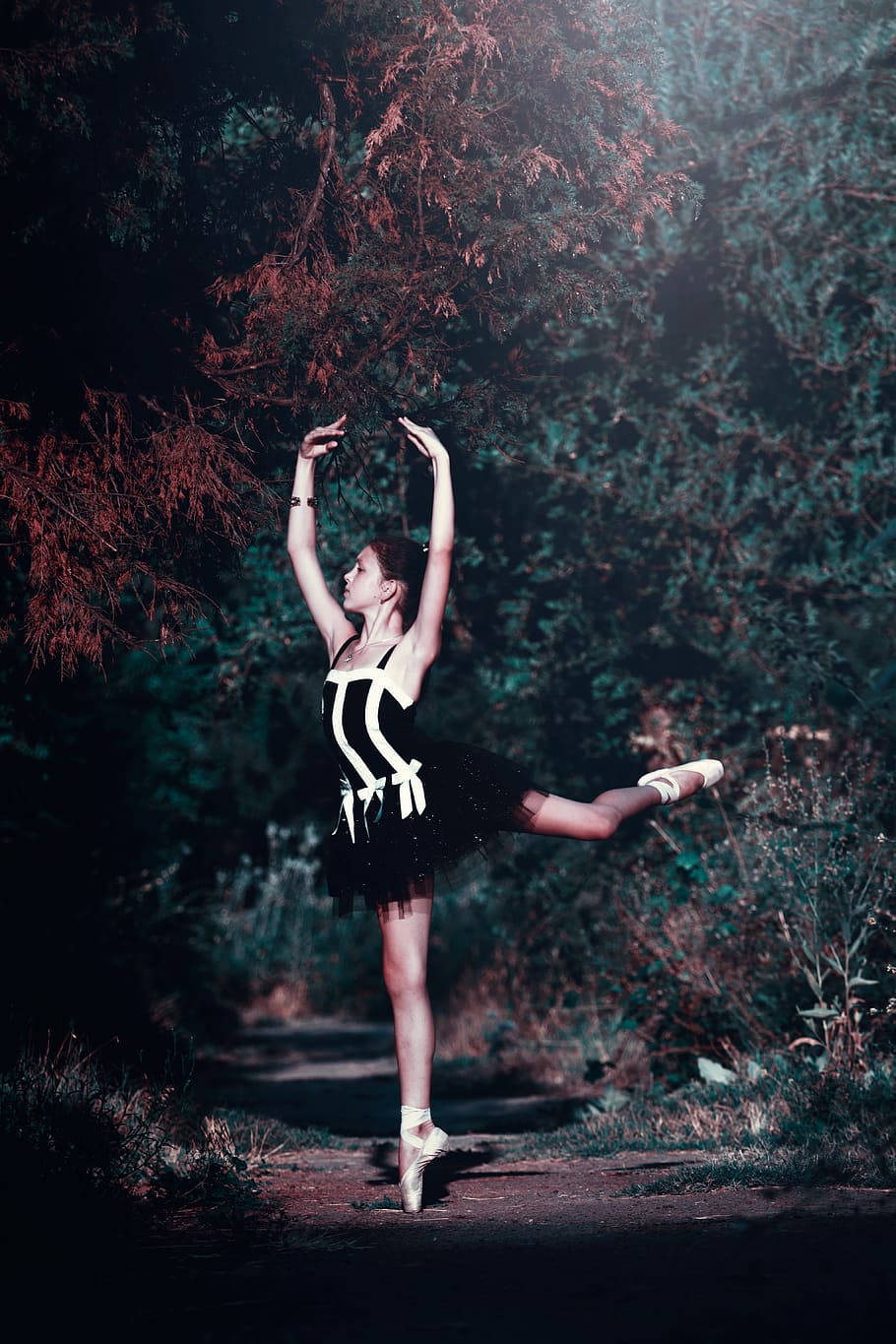 Elegant Ballerina Performing Pirouette Dance Pose Background