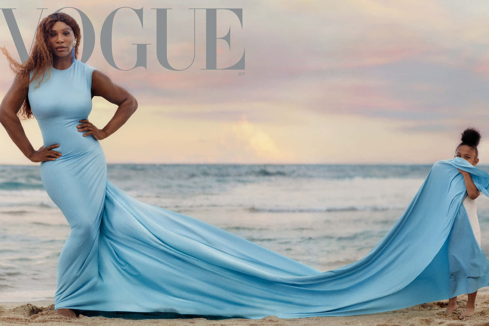 Elegant Beach Photoshoot Vogue Cover Background