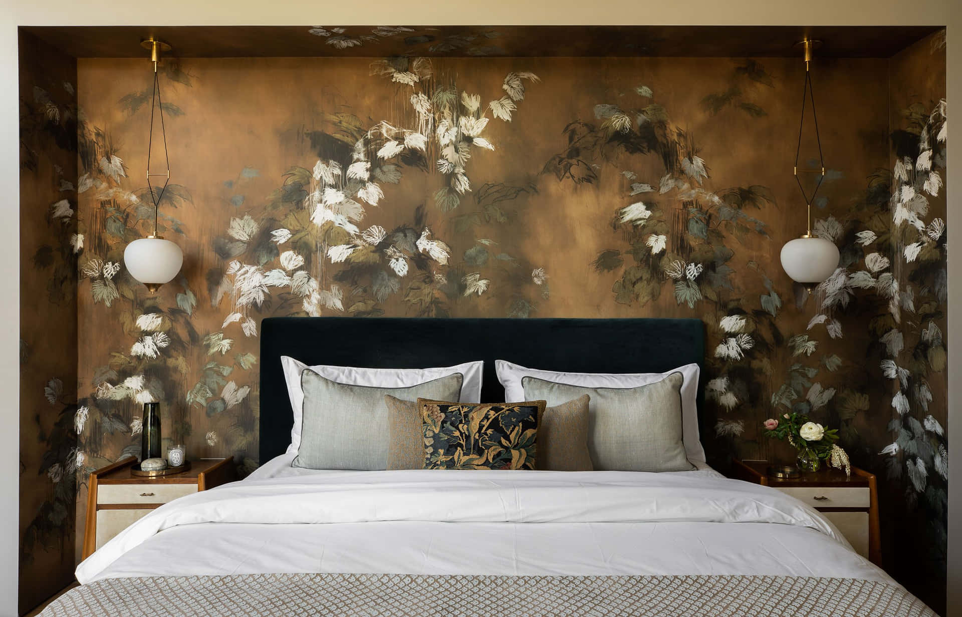 Elegant Bed In Brown Background Background