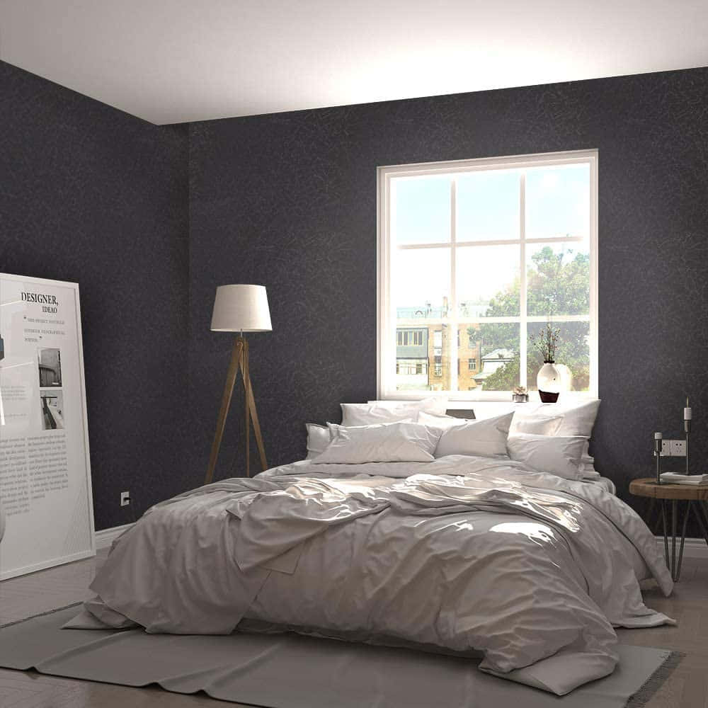 Elegant Bedroom Black Silk Wallpaper Background