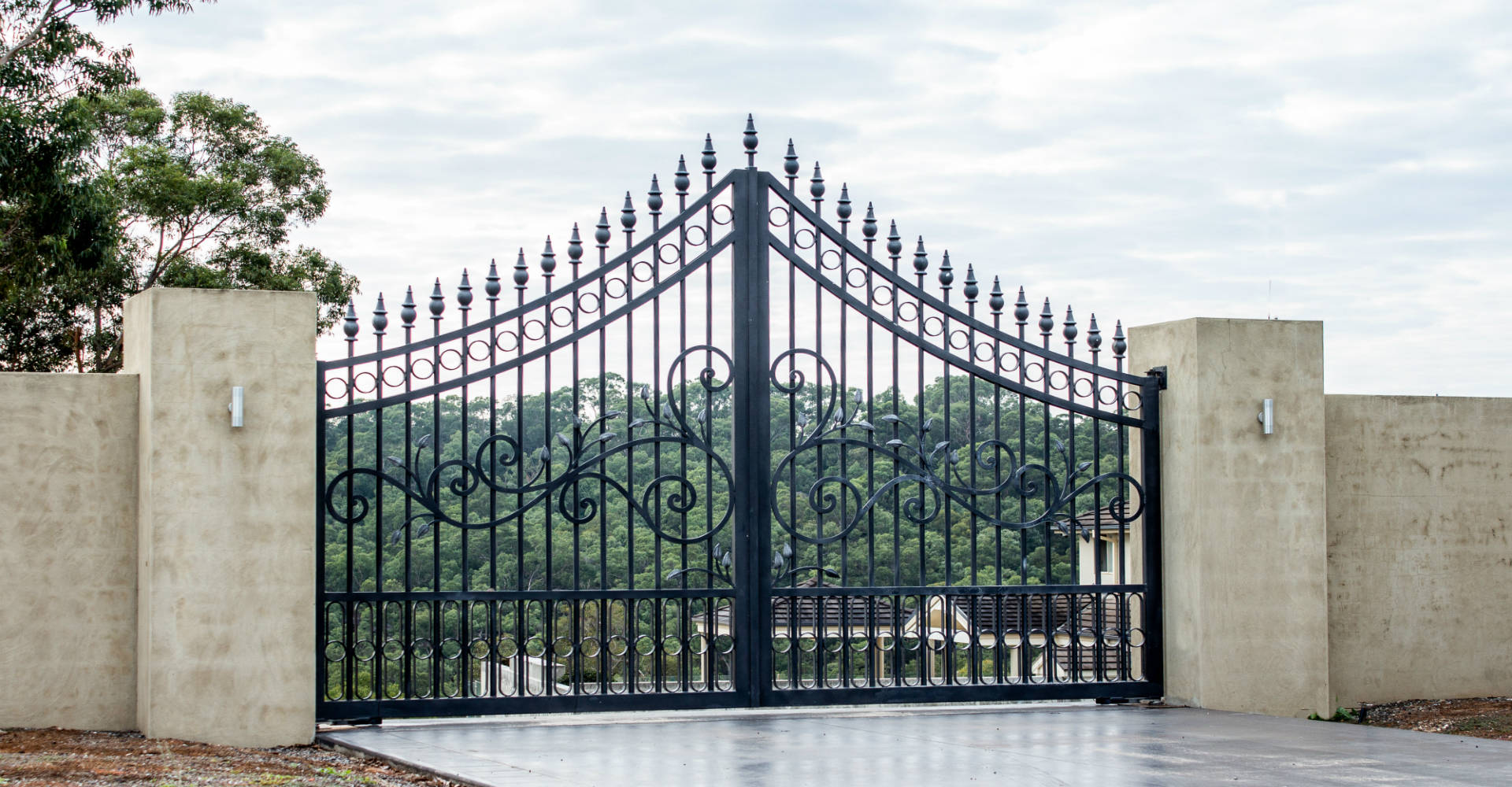 Elegant Black Ornamental Iron Gate Background