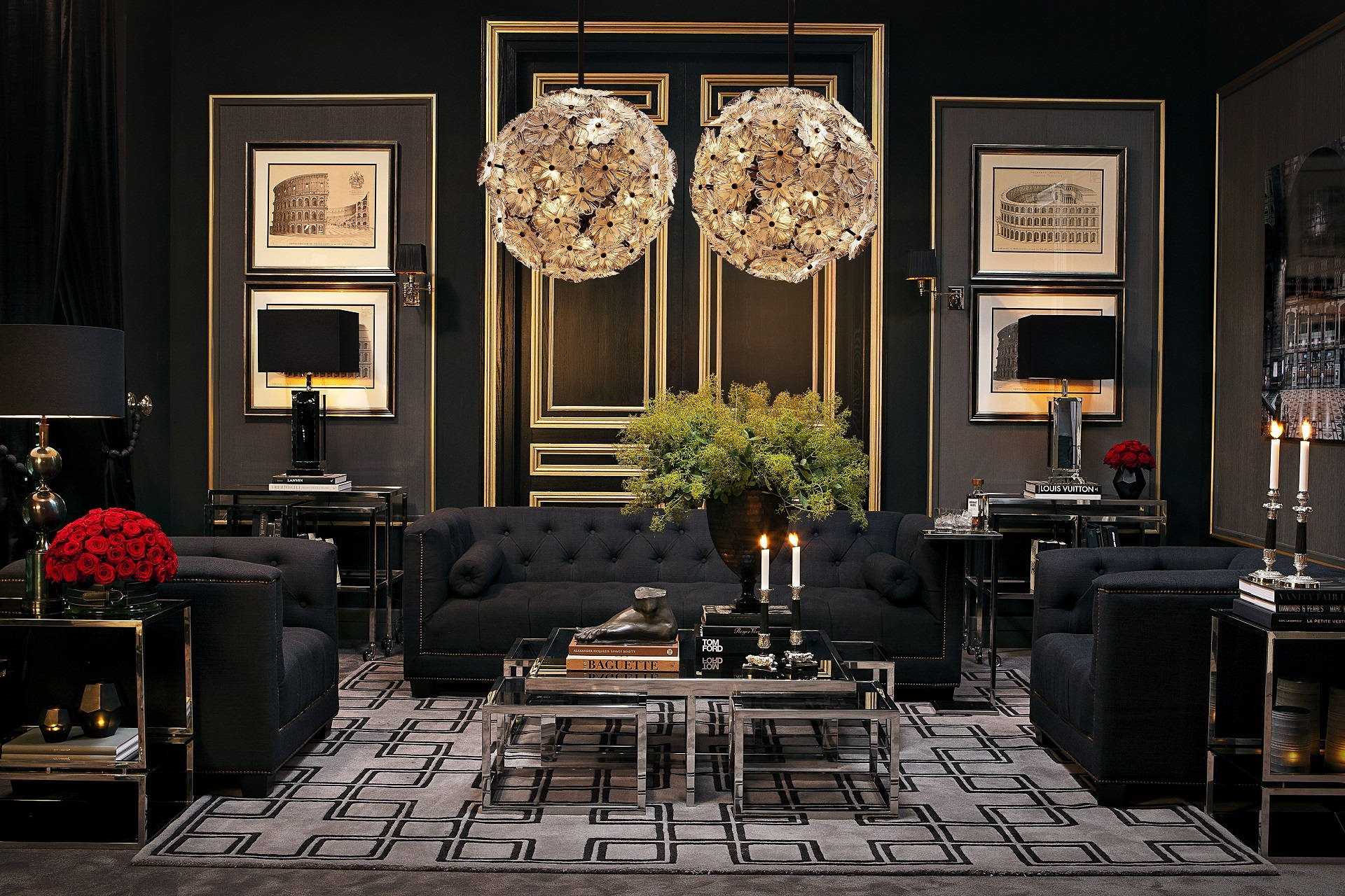 Elegant Black Themed Living Room