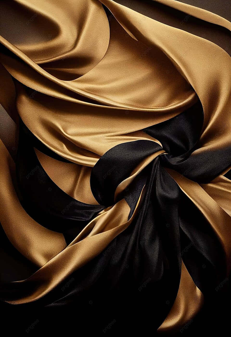 Elegant Blackand Gold Silk Fabric Background