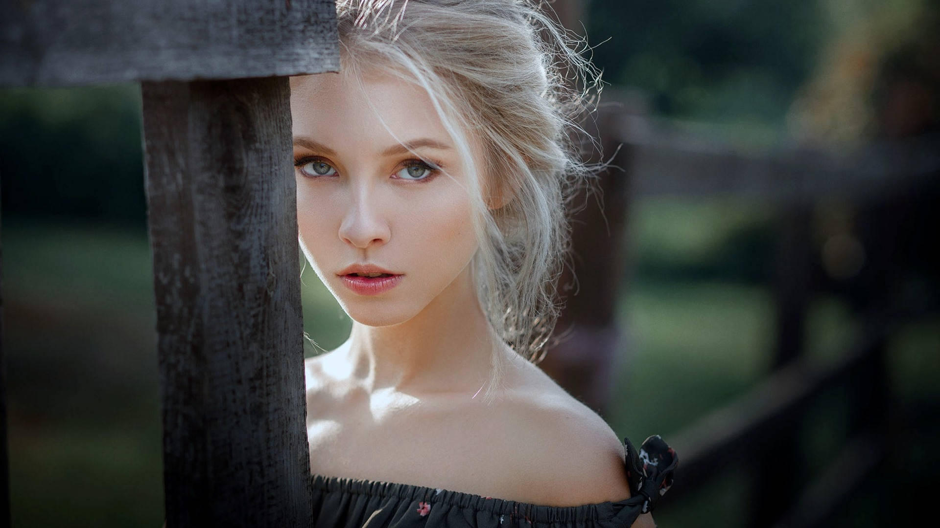 Elegant Blonde Woman With Porcelain Skin Background