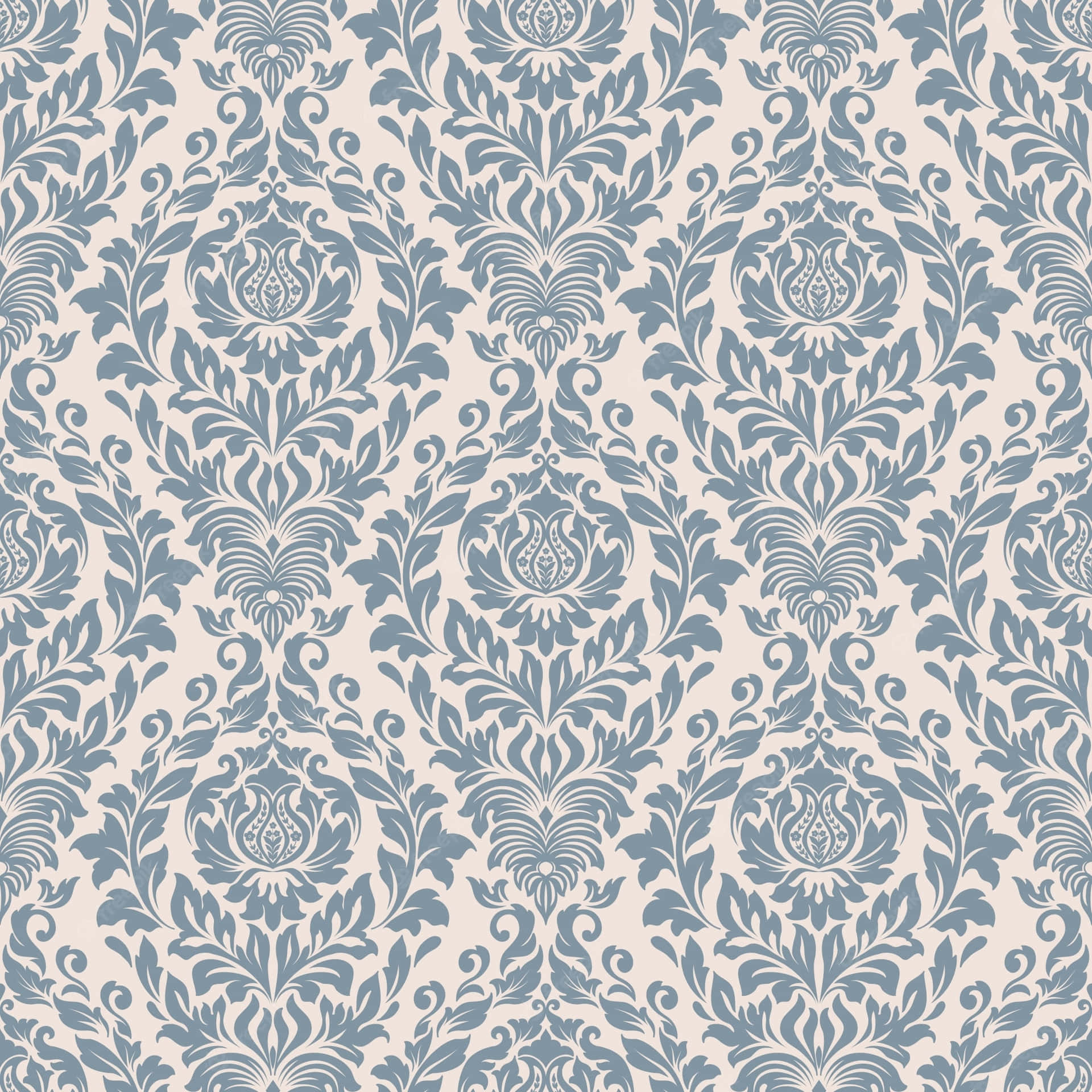 Elegant Blue Damask Pattern Background