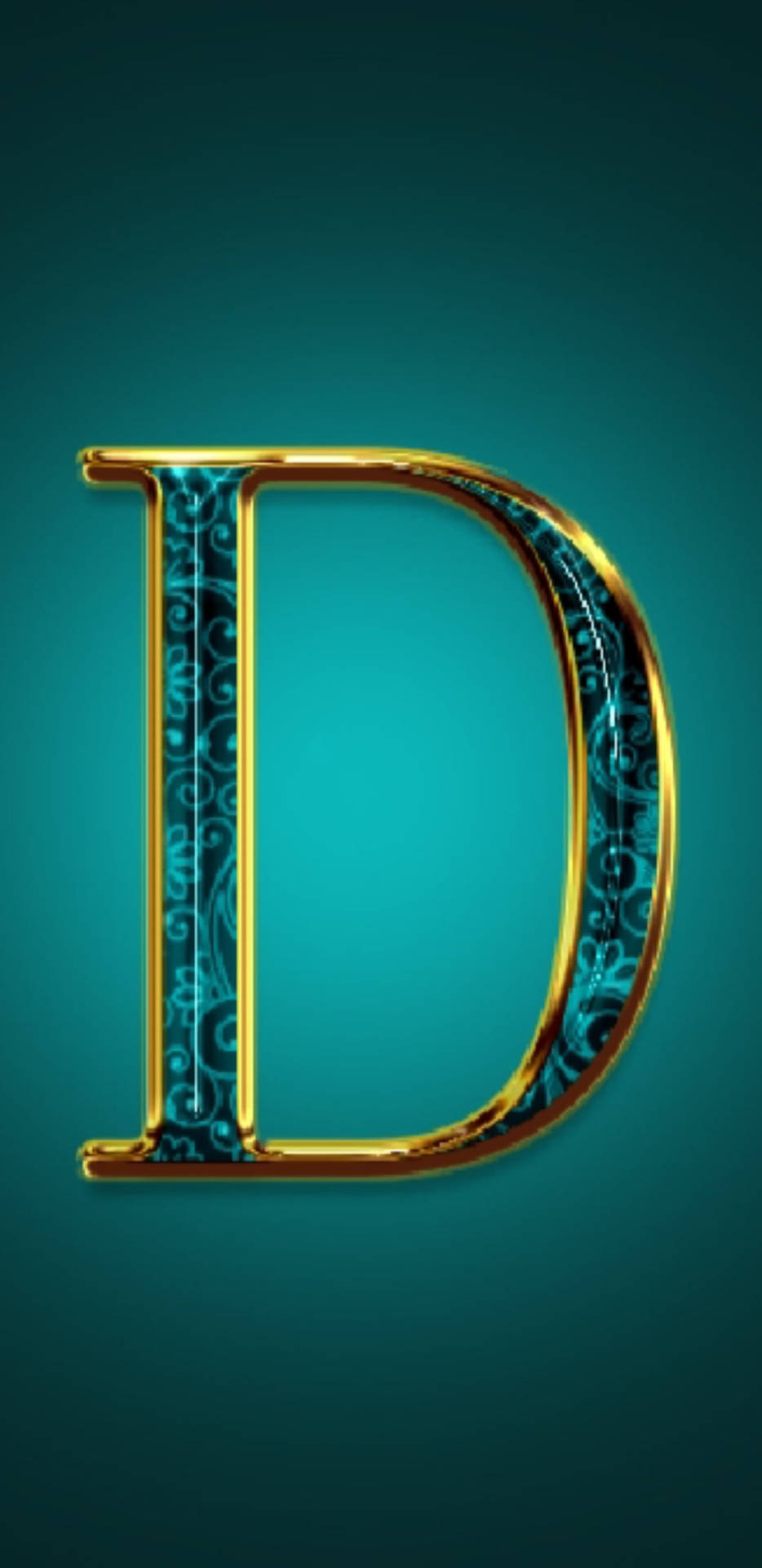 Elegant Blue-green Letter D