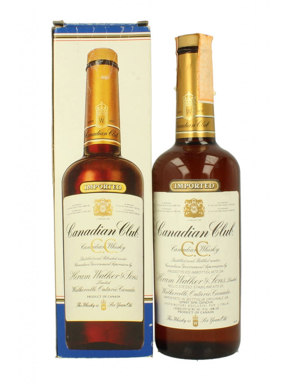 Elegant Bottle Of Hiram Walker's Canadian Club Whiskey Background