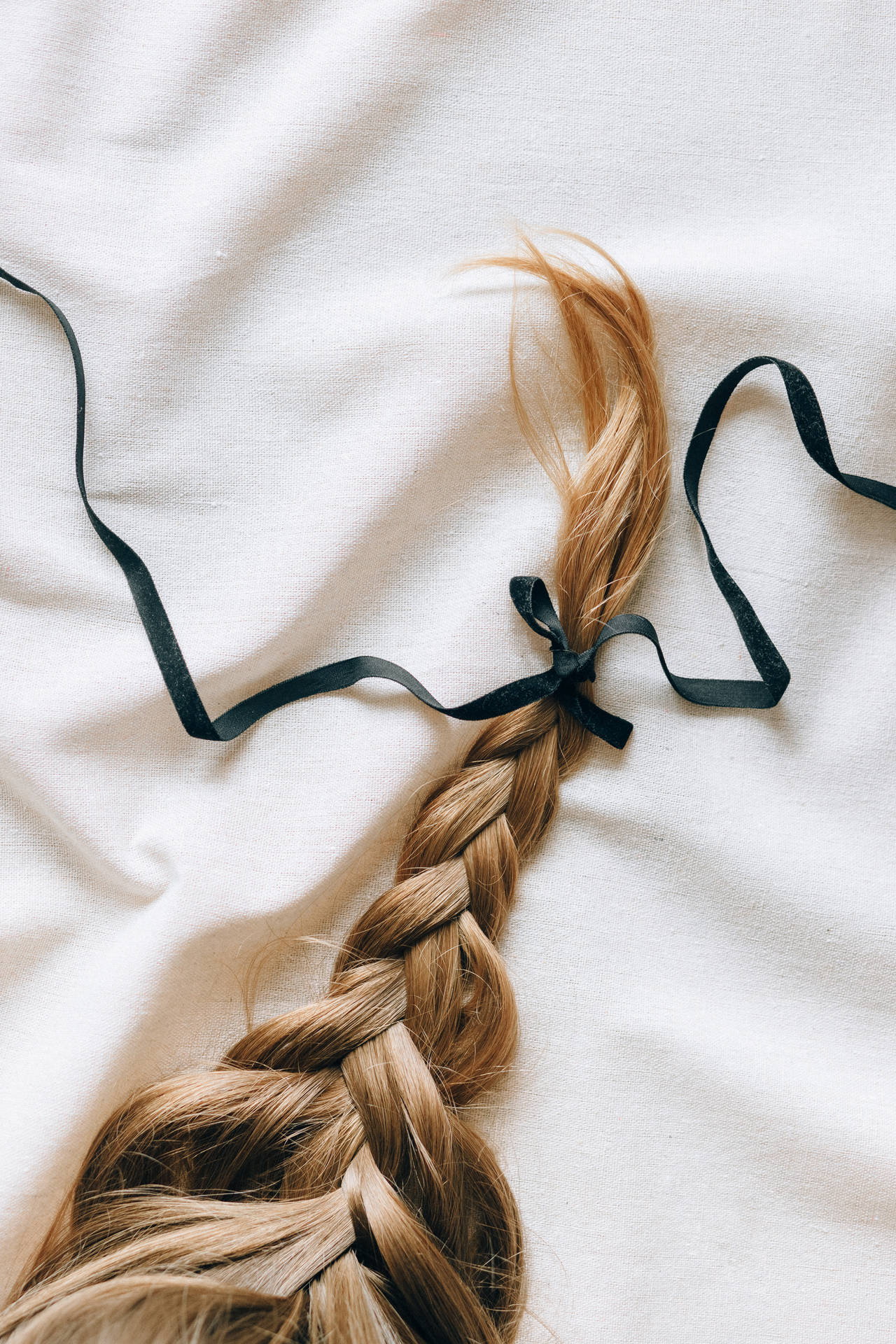 Elegant Braids Adorned With A Ribbon Background