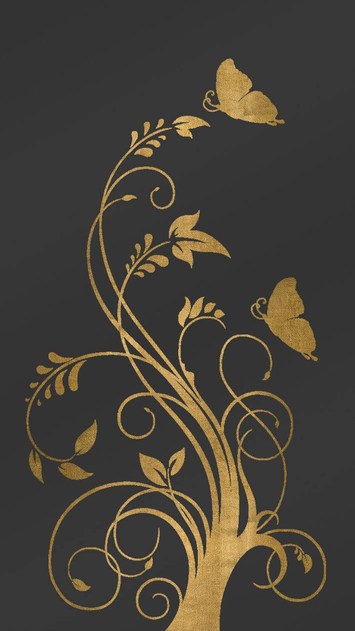Elegant Butterflies Golden Theme Background