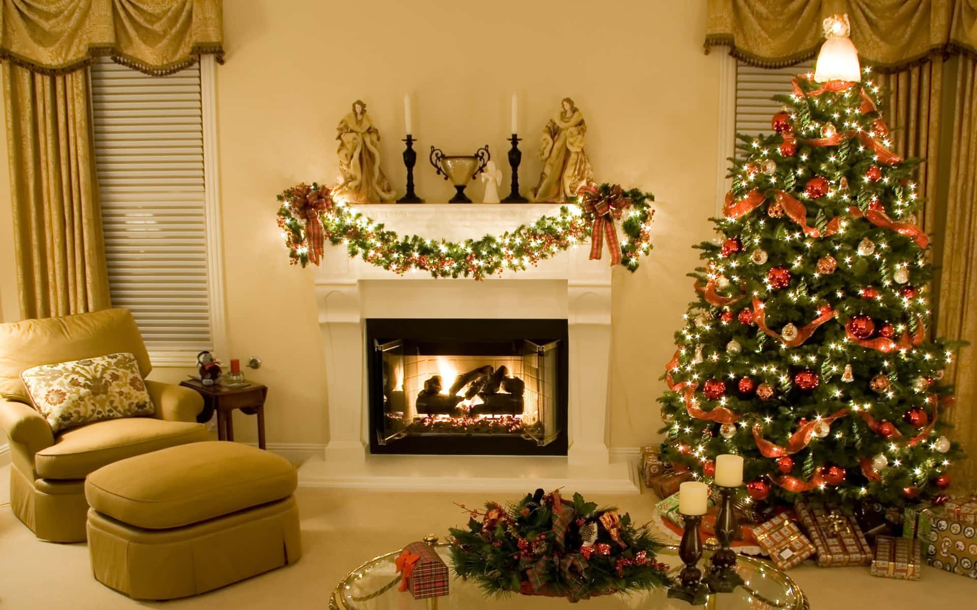 Elegant Christmas Living Room Decor Background