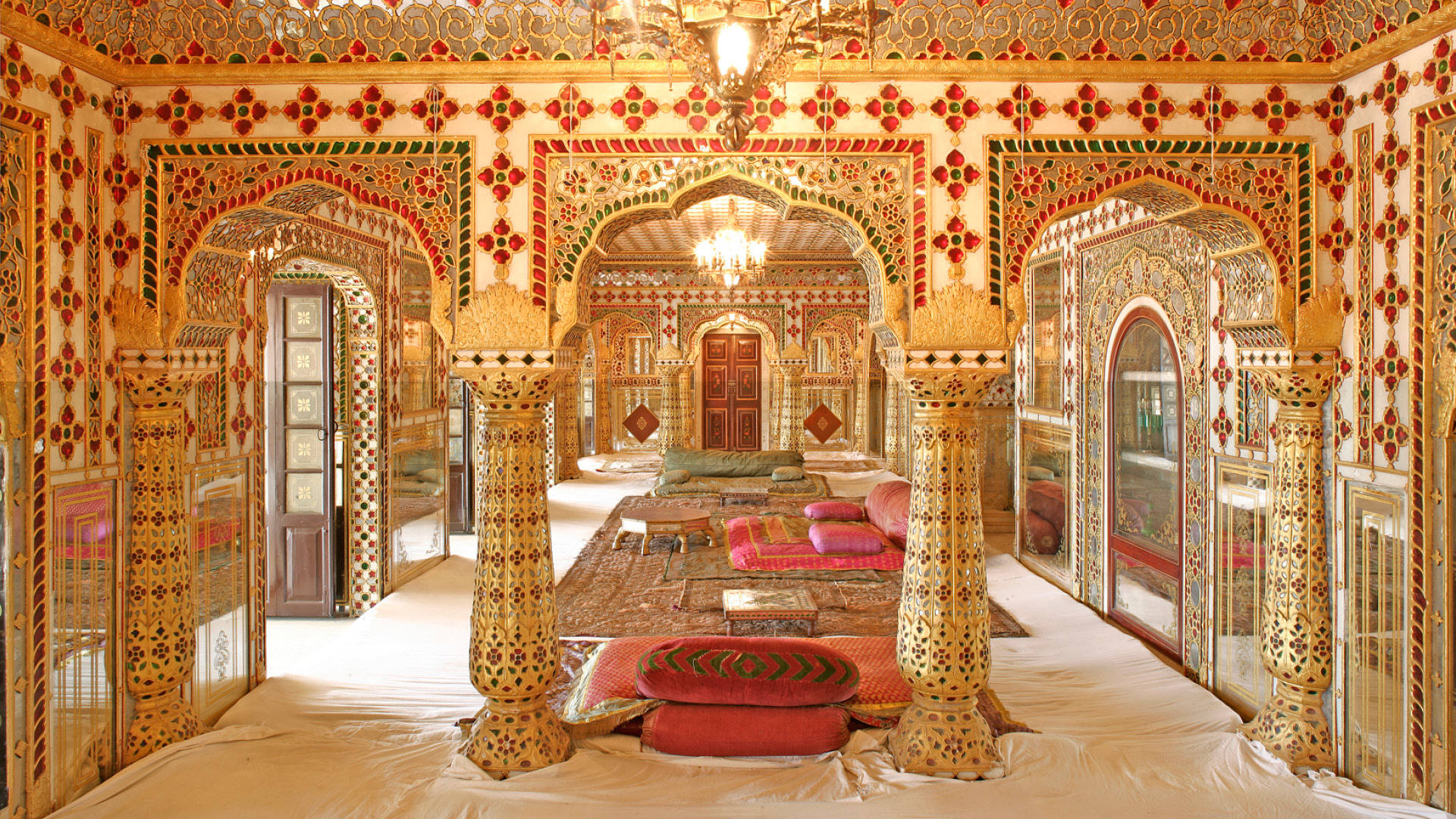 Elegant City Palace Interior In Jaipur Background