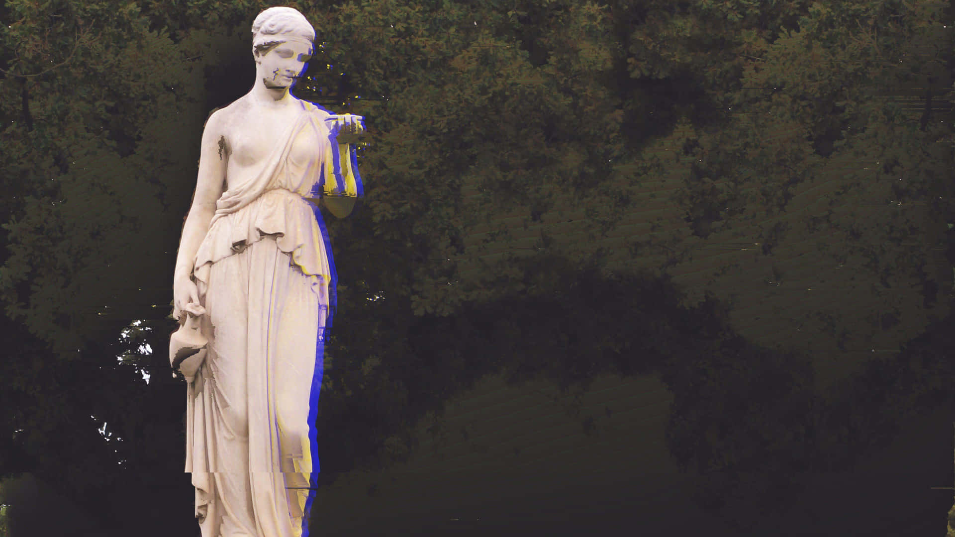 Elegant Classical Statue Forest Backdrop