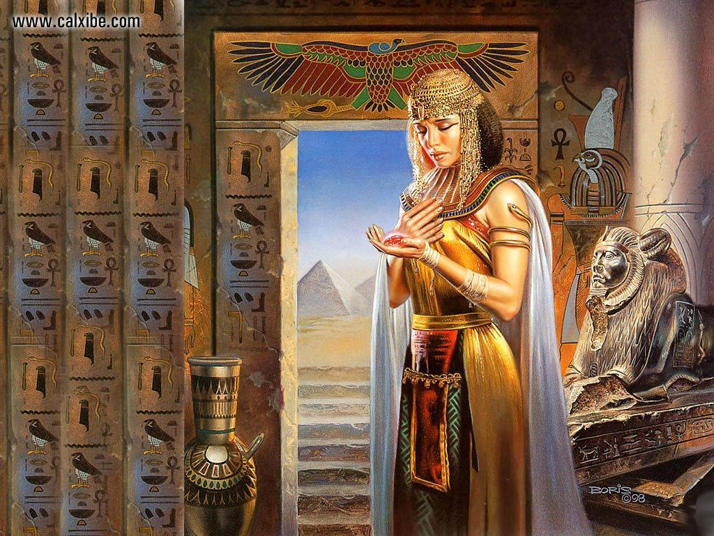 Elegant Cleopatra In Heart Of Egypt Background