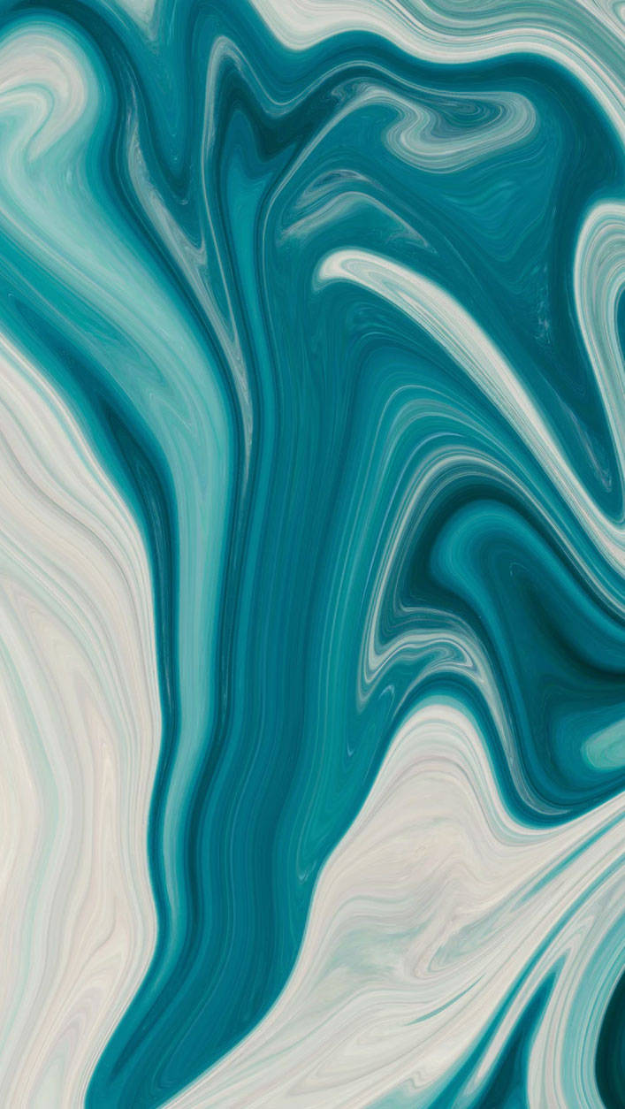 Elegant Dark Teal Liquid Swirl Design On An Iphone. Background