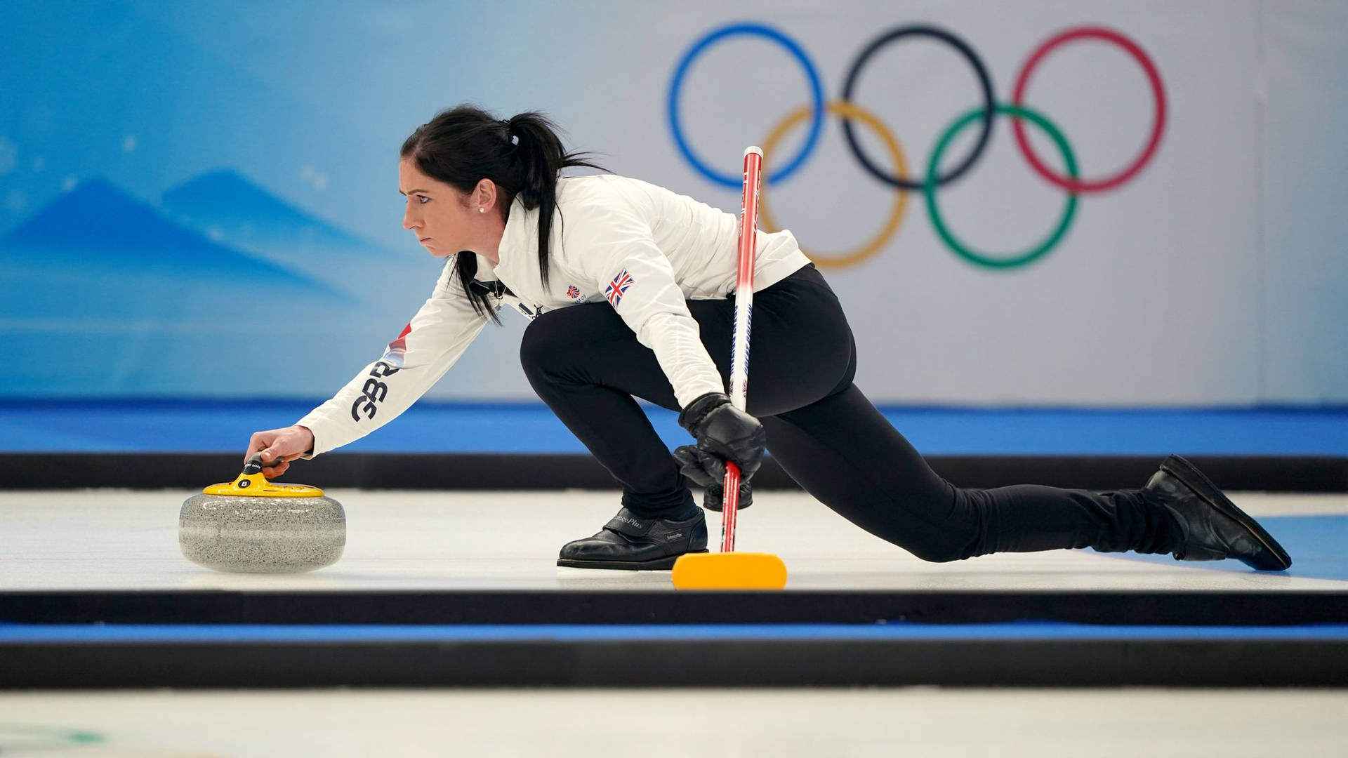 Elegant Female Curling Athlete Background