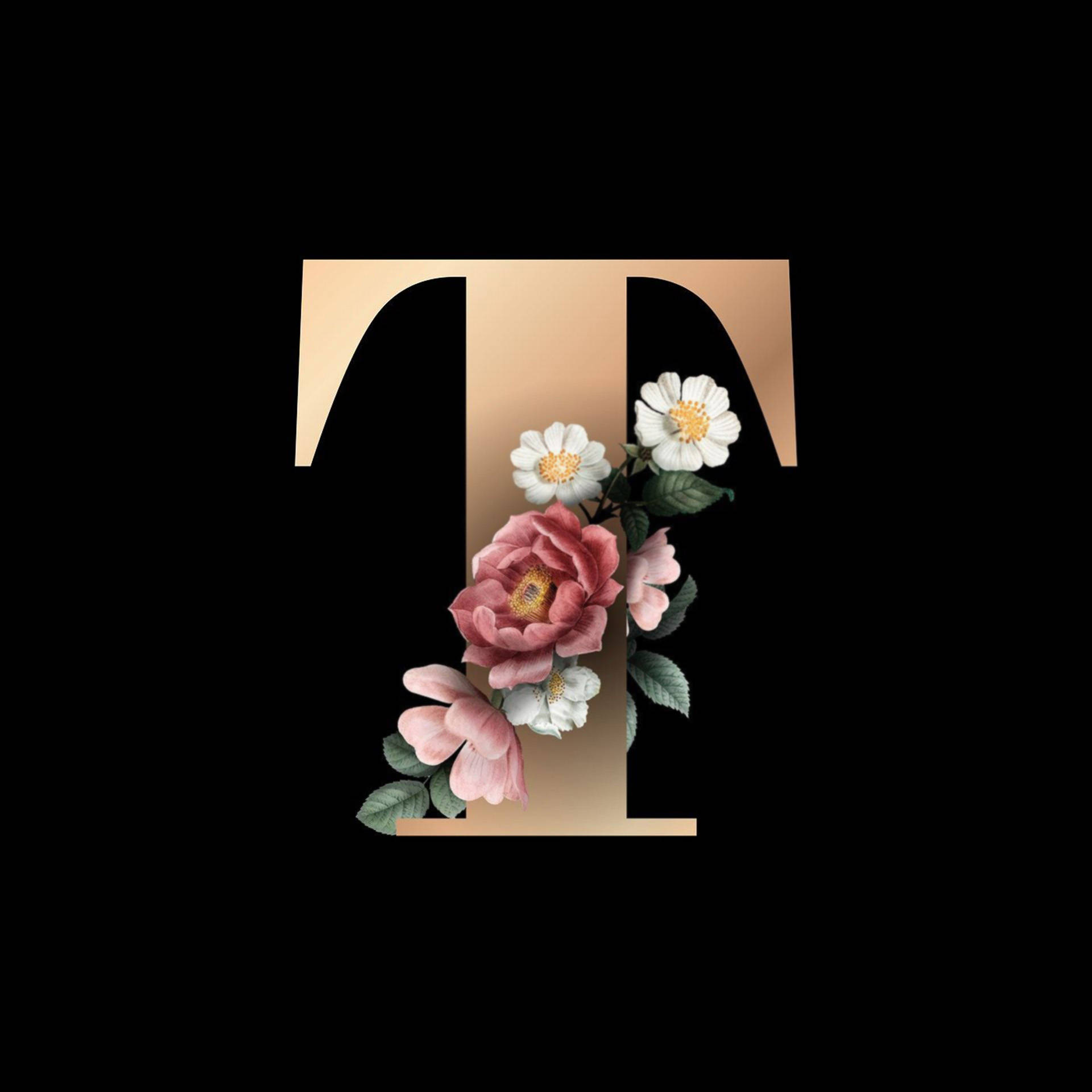Elegant Floral Letter T
