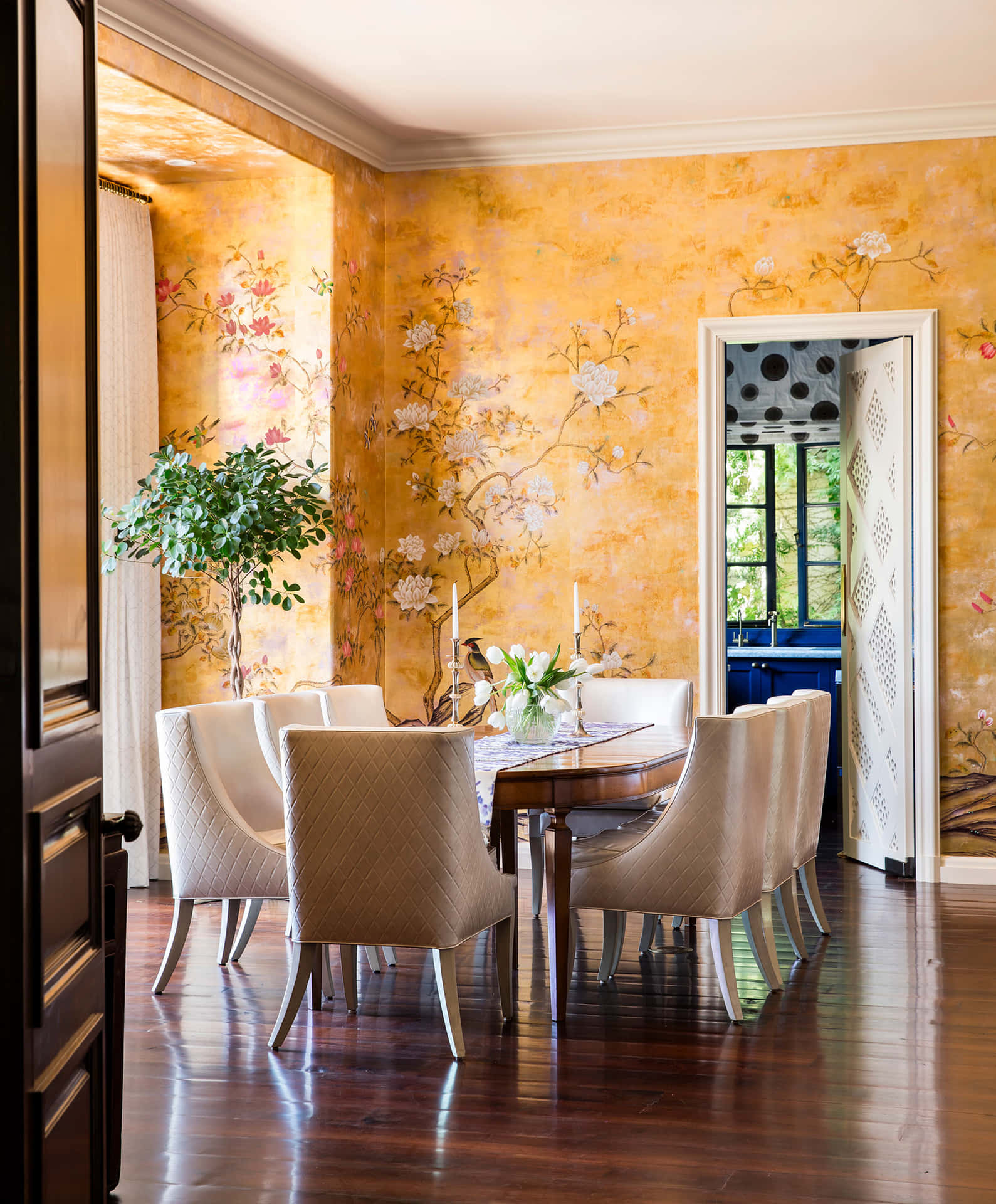 Elegant Gilded Wall Of The Dining Area