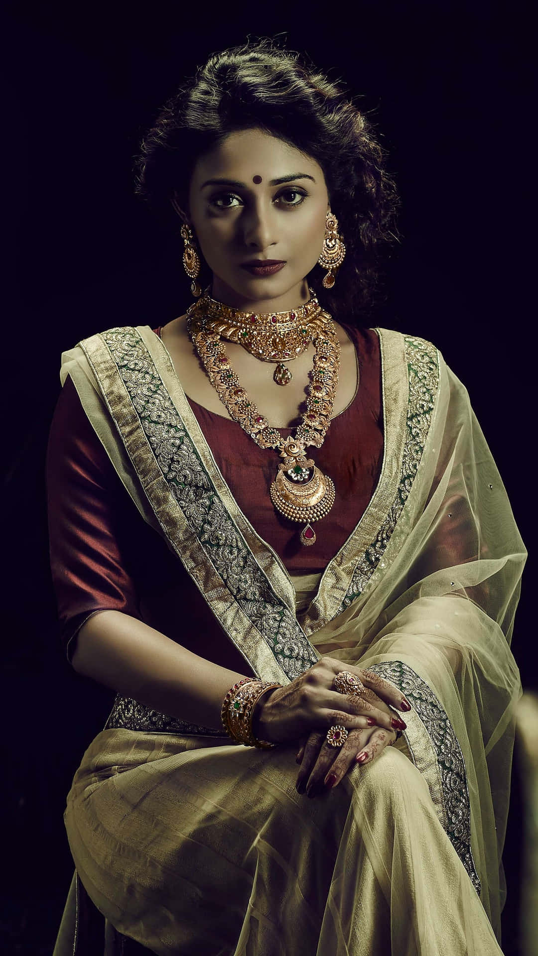 Elegant Indian Woman In Sari Dress