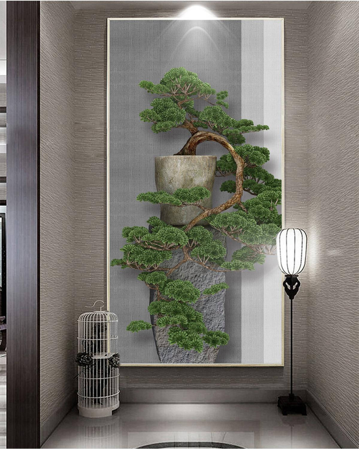 Elegant Kengai Style Bonsai Tree Background