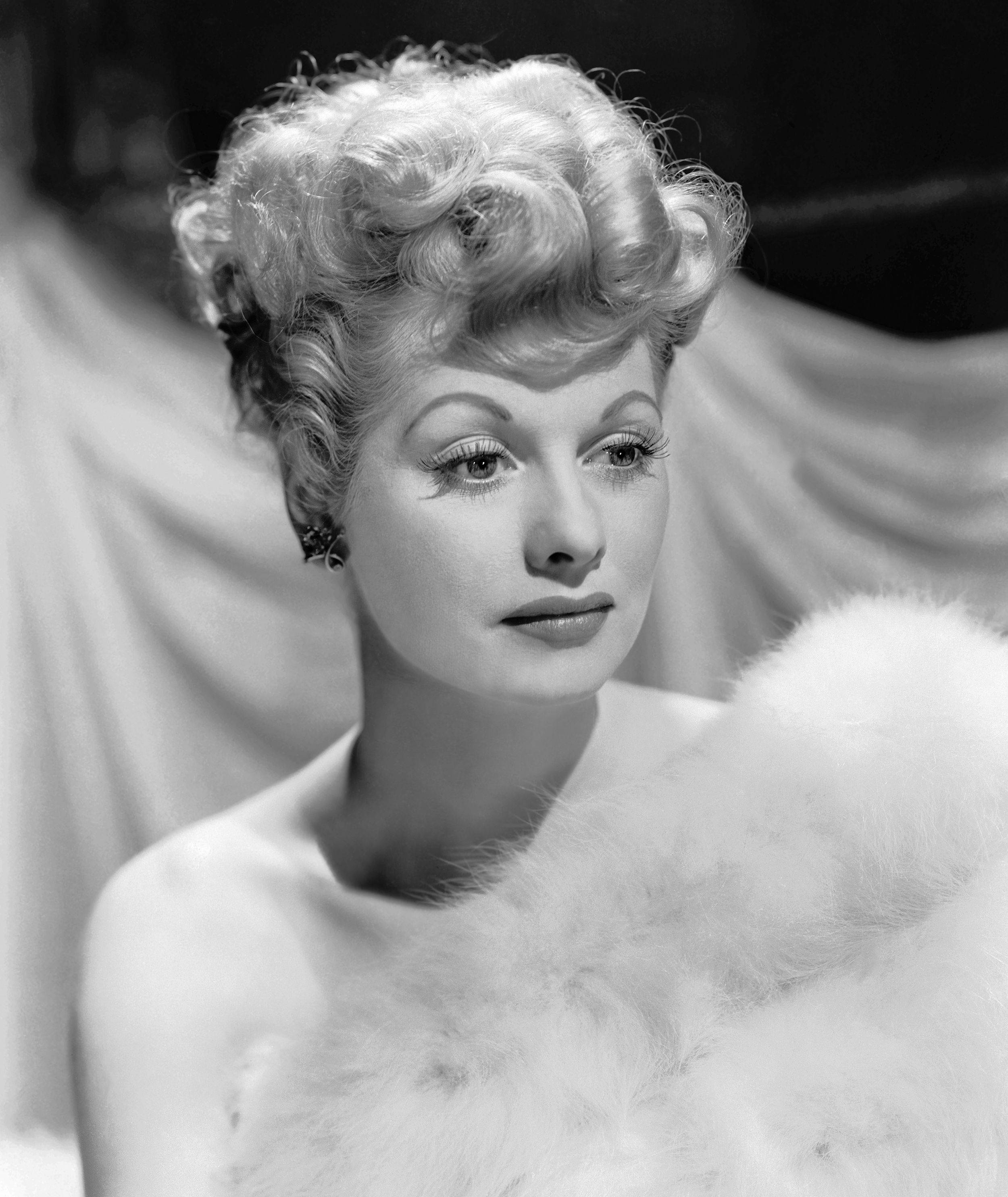 Elegant Lucille Ball In A Fur Gown