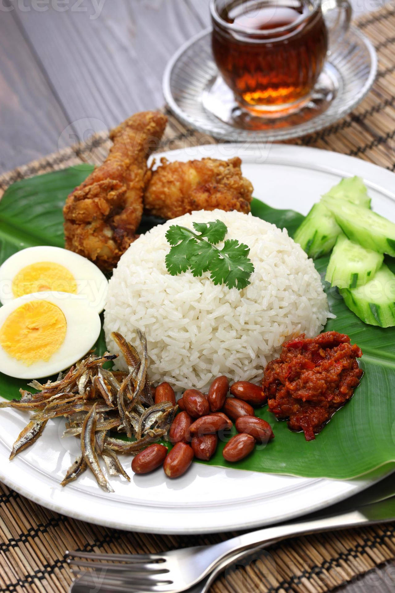 Elegant Malaysian Cuisine Nasi Lemak Background