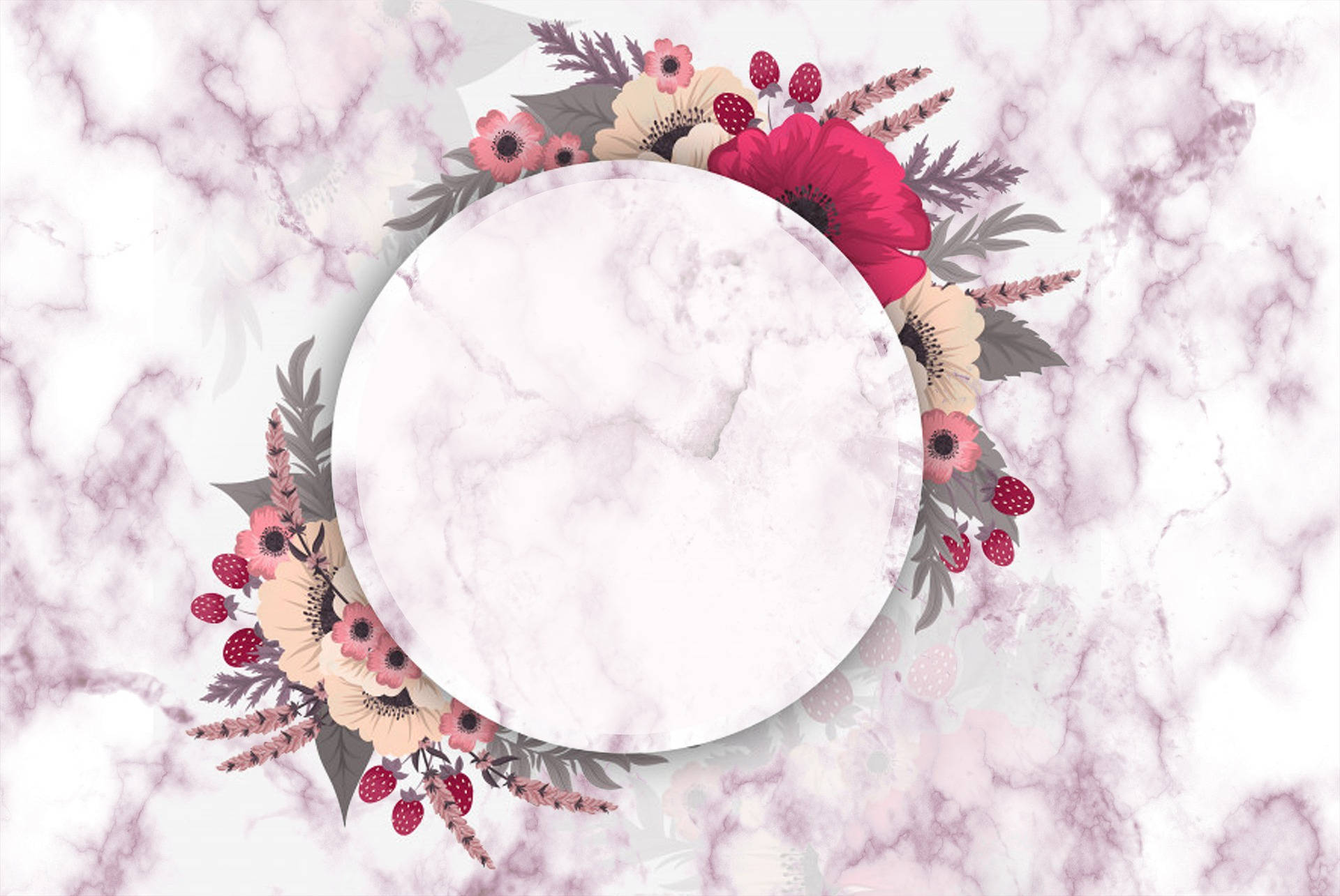 Elegant Marble Laptop With A Floral Touch Background