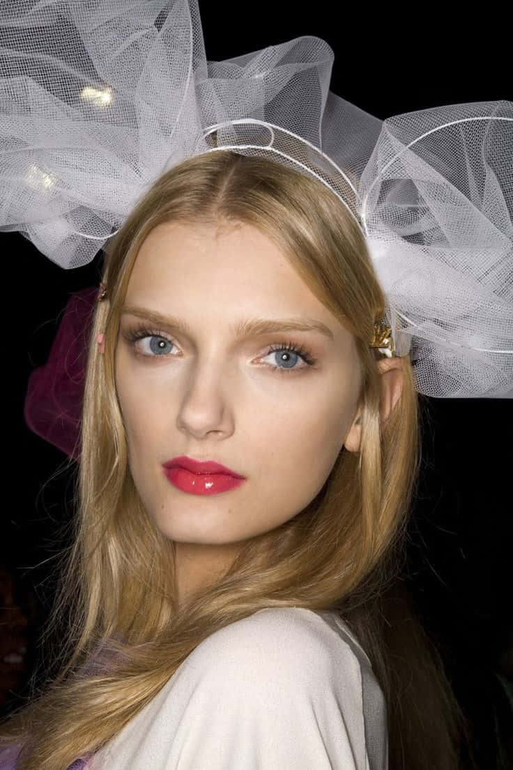 Elegant Modelwith Tulle Headpiece